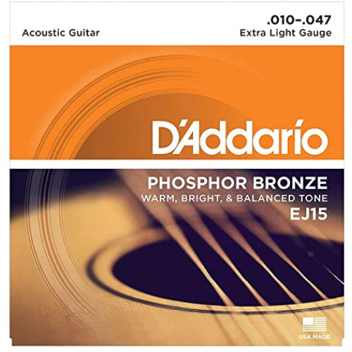 D'Addario EJ15 Bronze Acoustic Guitar Strings, Extra Light, 10-47