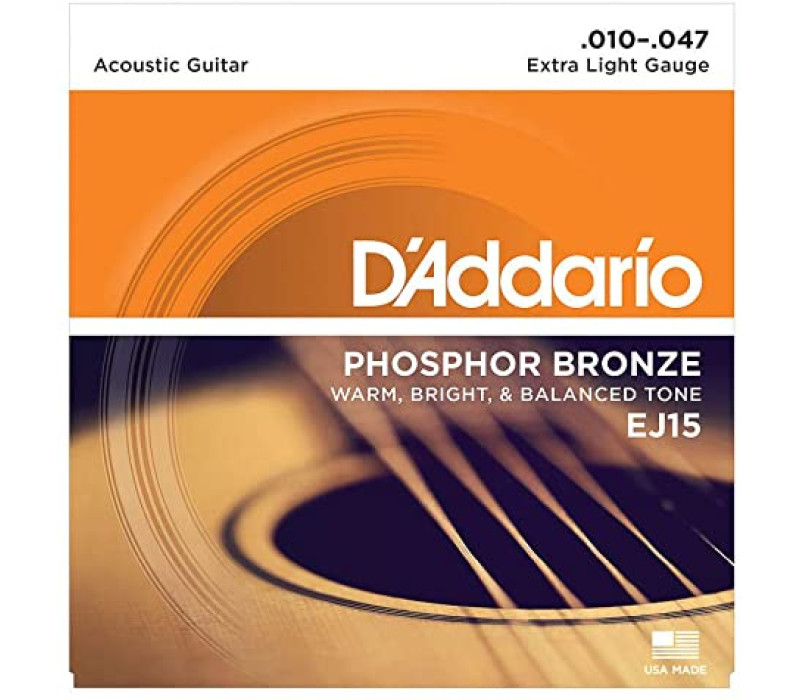 D'Addario EJ15 Bronze Acoustic Guitar Strings, Extra Light, 10-47