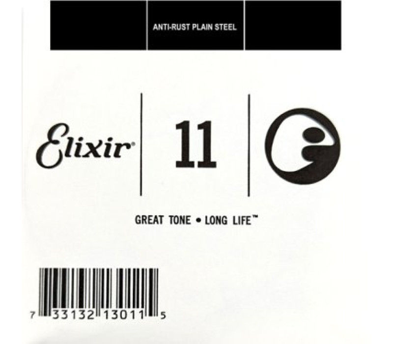 Elixir 13011 Anti-Rust Plated Plain Steel .011, Single Guitar String