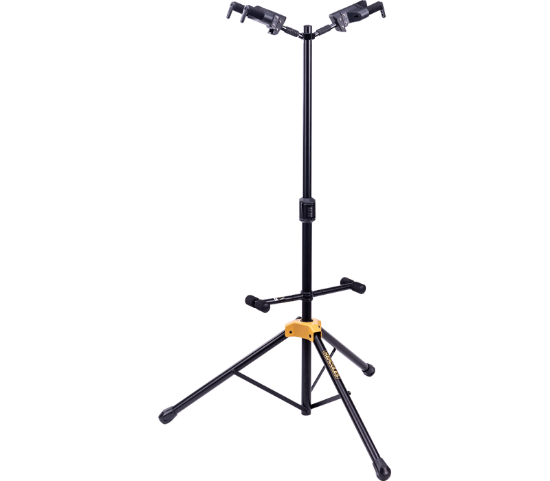 HERCULES  GS422B PLUS AUTO GRIP SYSTEM (AGS) DOUBLE GUITAR STAND, FOLDABLE BACKREST