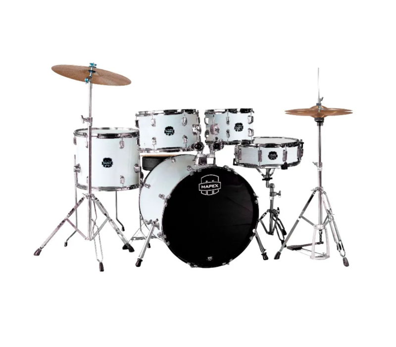 Mapex Comet CM5044FTCFH 20/10/12/14/14S Complete Drum set, (White Thin Grain)
